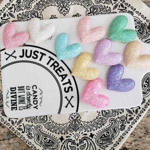 4 Heart Glitter Hair Clips For Girls*Price is firm